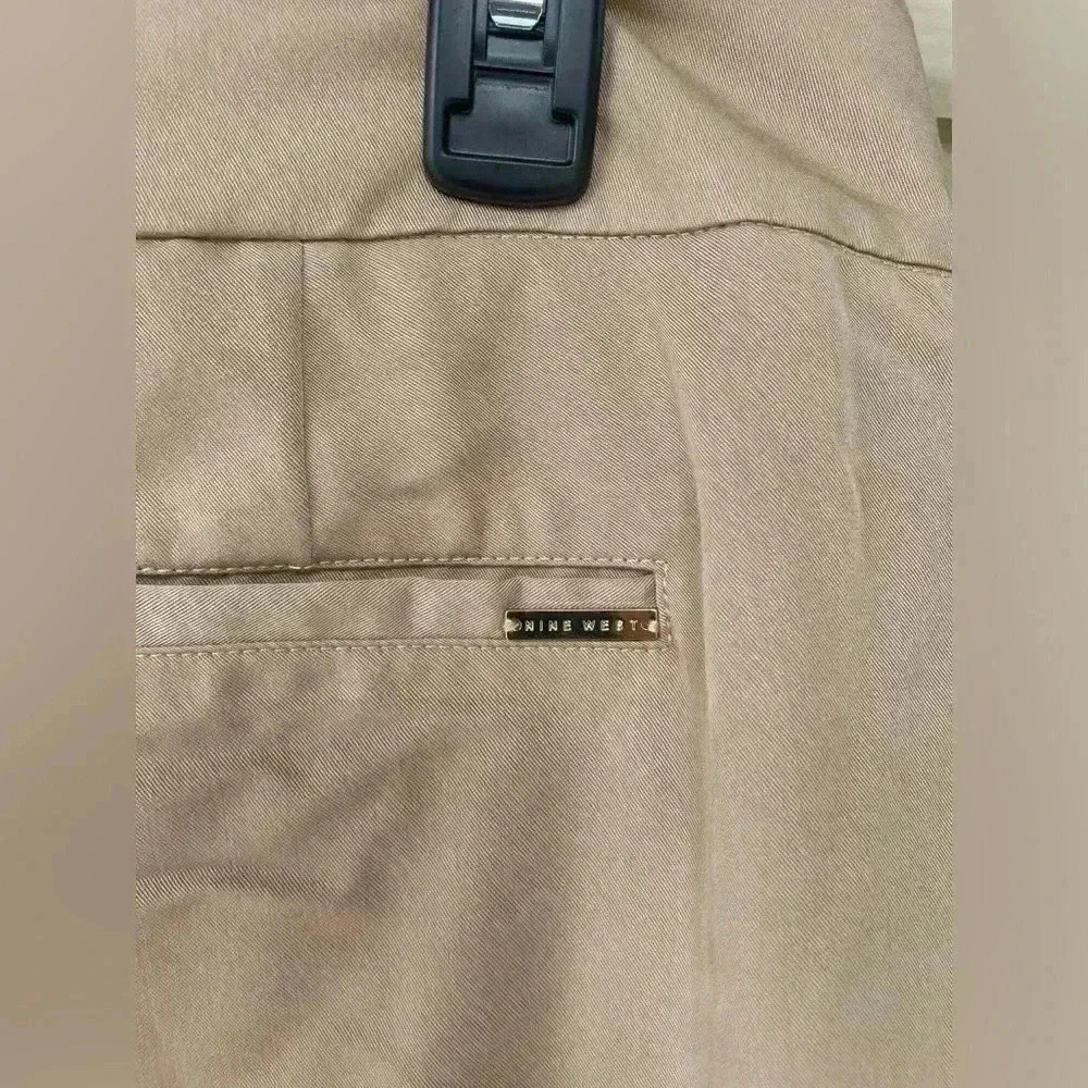NINE WEST women’s flat front cropped slim ankle tan beige pants sz 6 NWT - Picture 4 of 4